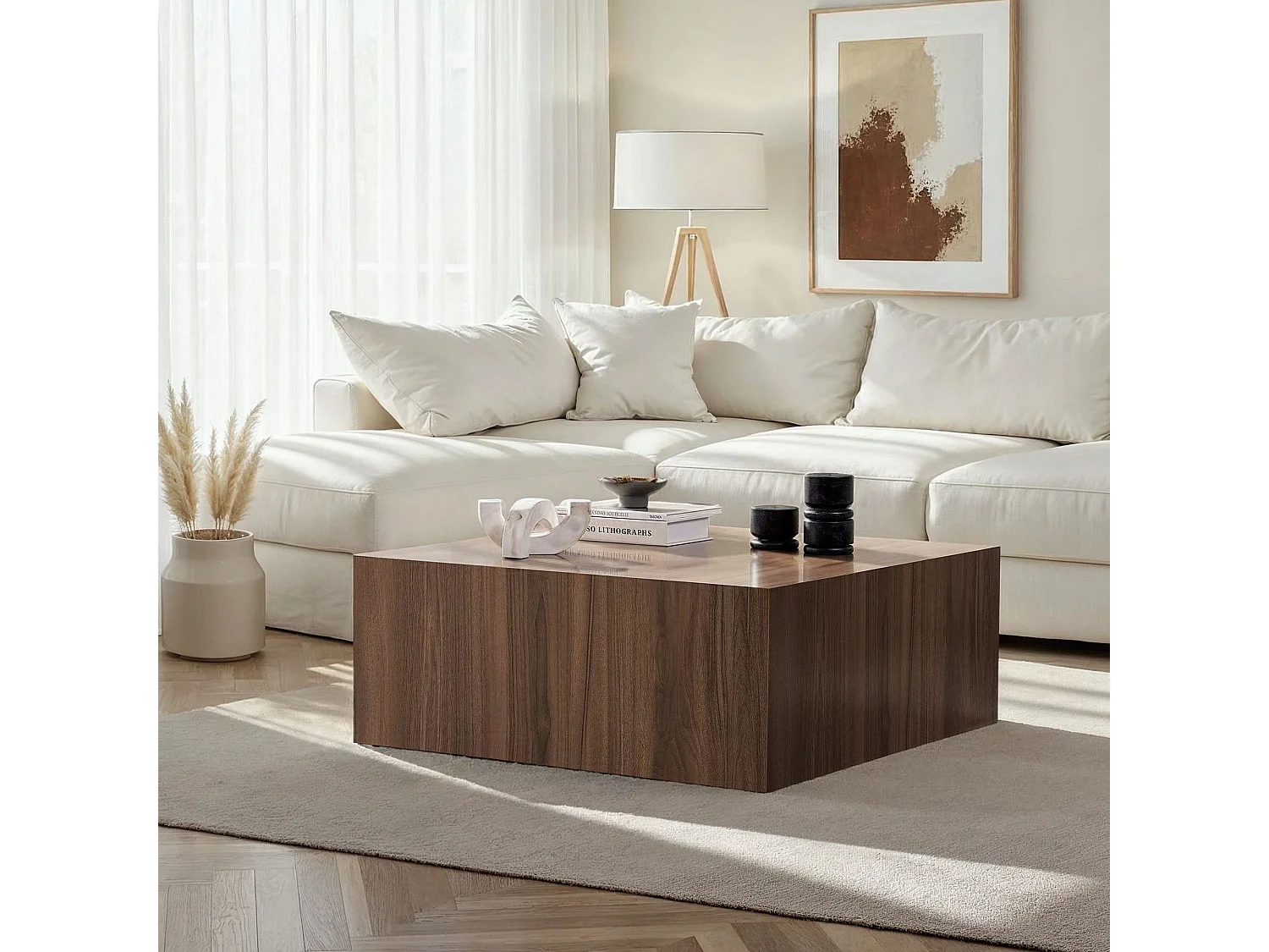 MDF salontafel "Prizma" - 90 x 90 x 35 cm - Notelaar