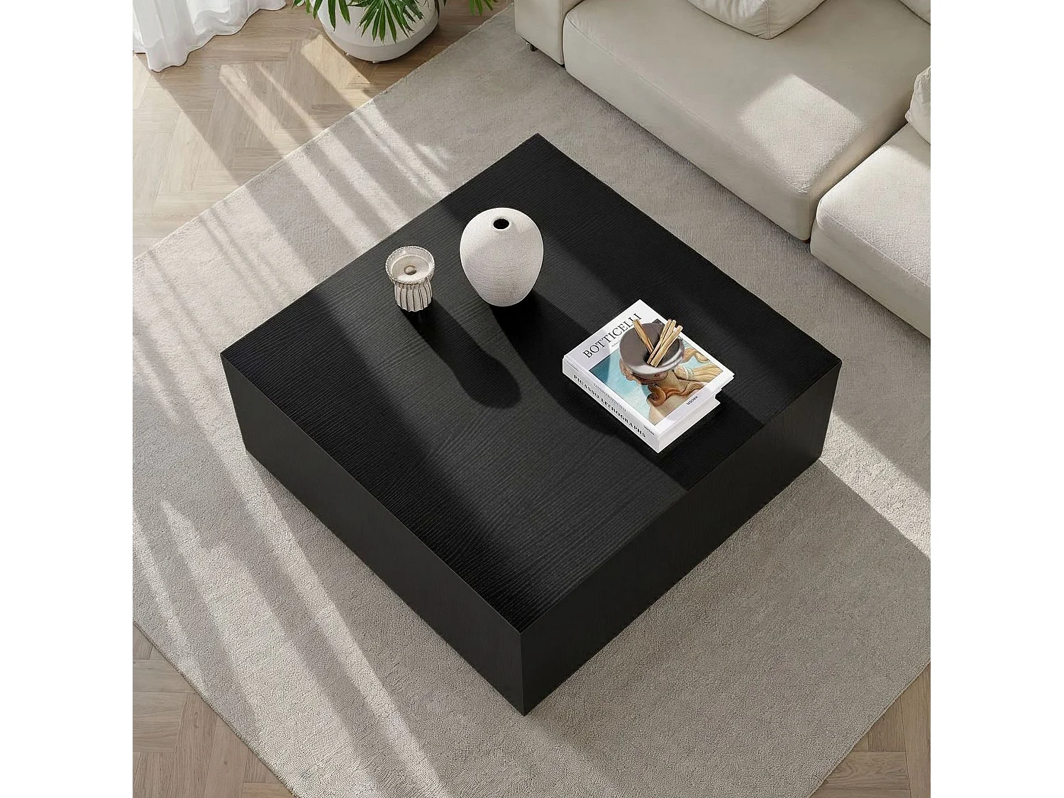 Table Basse en MDF "Prizma" - 90 x 90 x 35 cm - Bois Noir