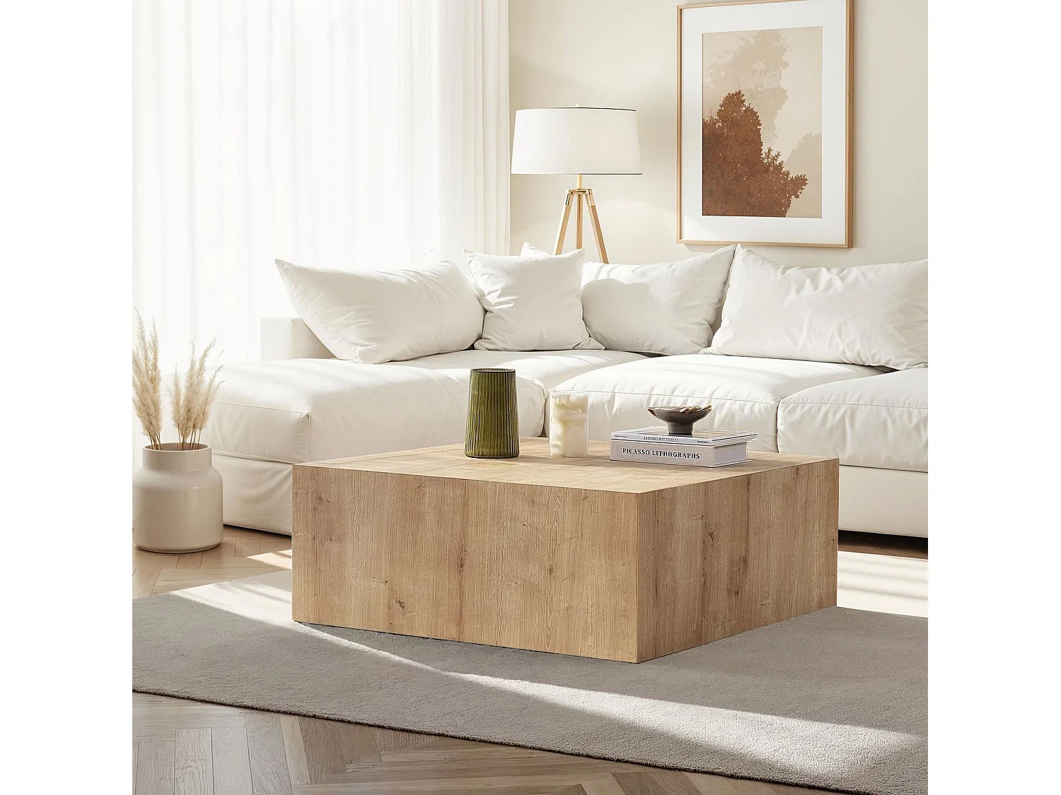 Prizma" MDF salontafel - 90 x 90 x 35 cm - Saffier Eik