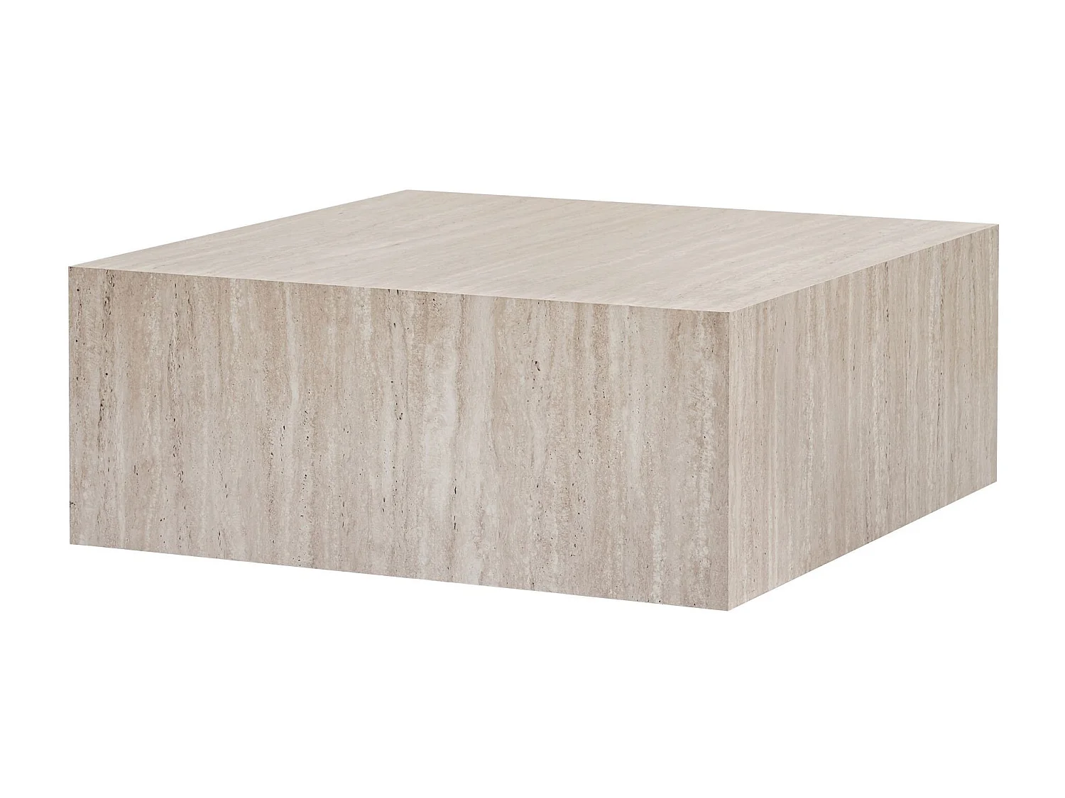 Table Basse en MDF "Prizma" - 90 x 90 x 35 cm - Travertin