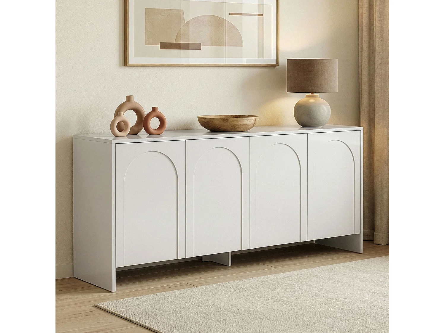 Buffet en bois "Arlen" - 180 x 45 x 80 cm - Blanc