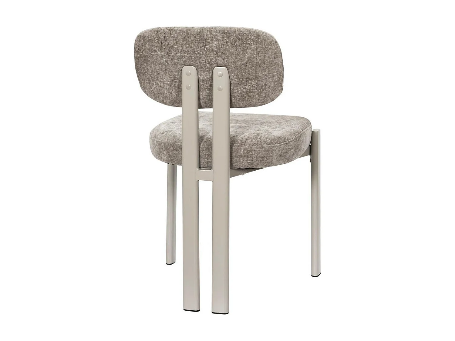 Lot de 6 chaises assise et dossier rembourré et tissu toucher doux taupe pieds métal design - STUBBY