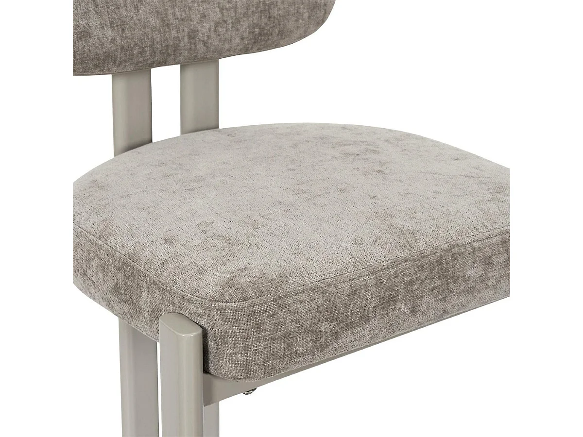 Lot de 6 chaises assise et dossier rembourré et tissu toucher doux taupe pieds métal design - STUBBY