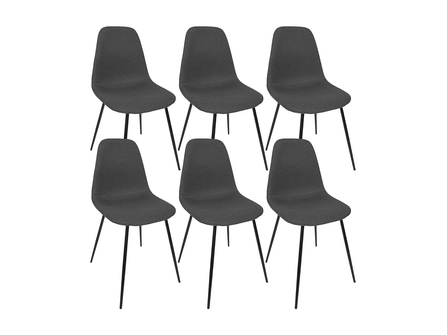 Lot de 6 chaises en tissu texturé maille 3D gris - ELECTRON