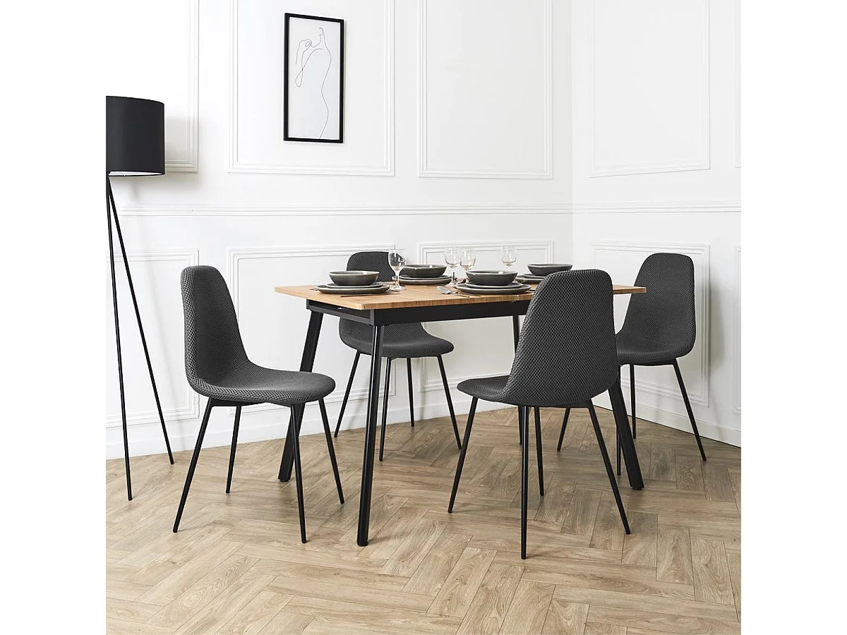 Lot de 6 chaises en tissu texturé maille 3D gris - ELECTRON