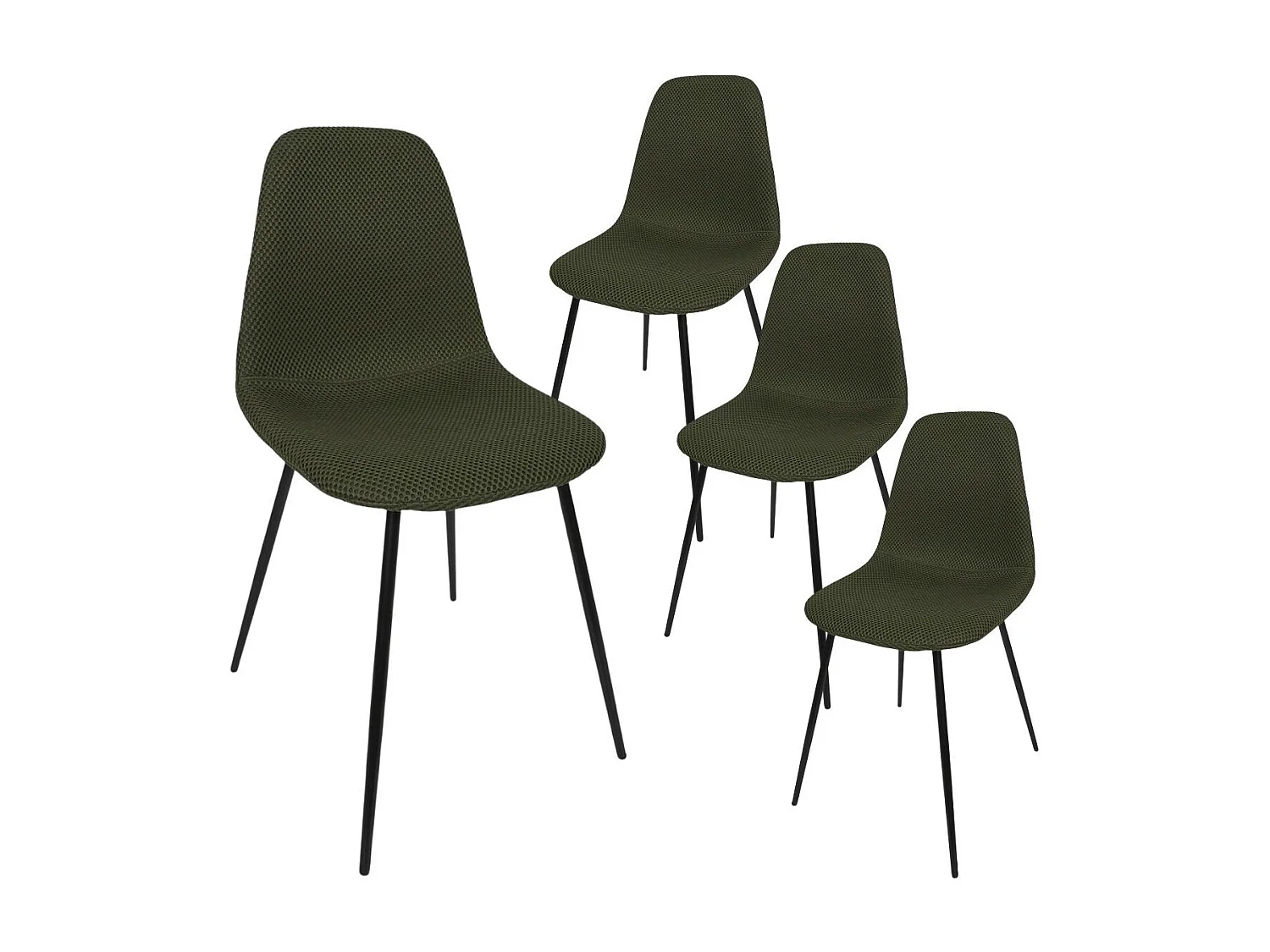 Lot de 4 chaises en tissu texturé maille 3D kaki - ELECTRON