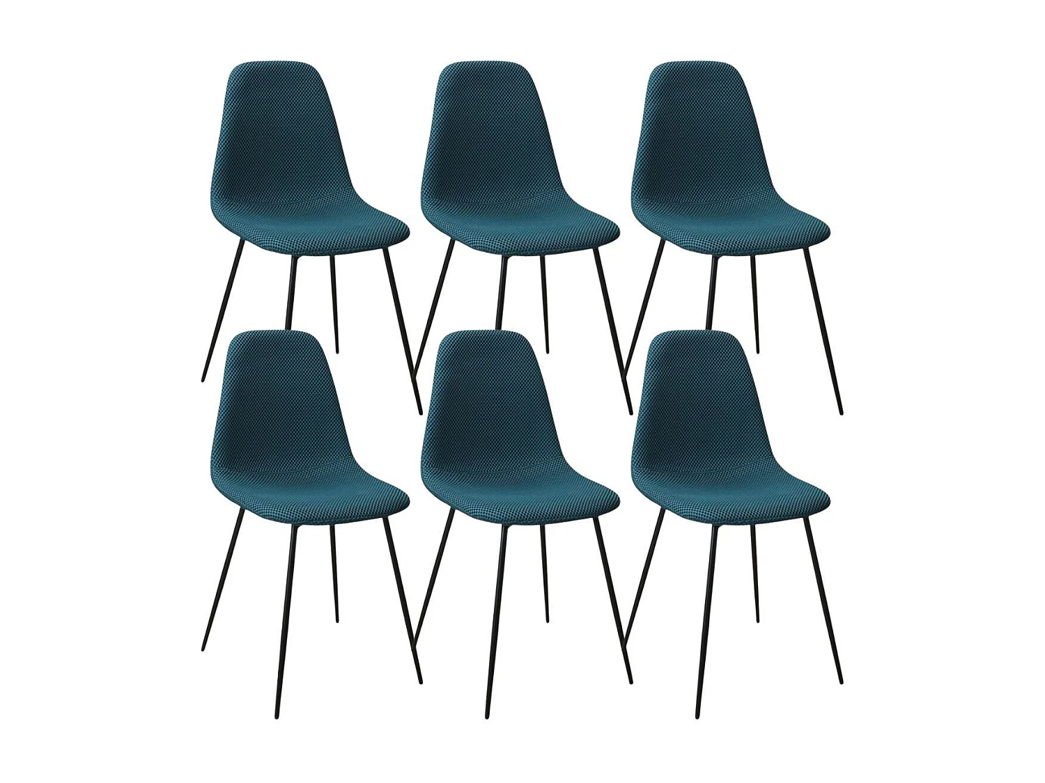 Lot de 6 chaises en tissu texturé maille 3D bleu - ELECTRON