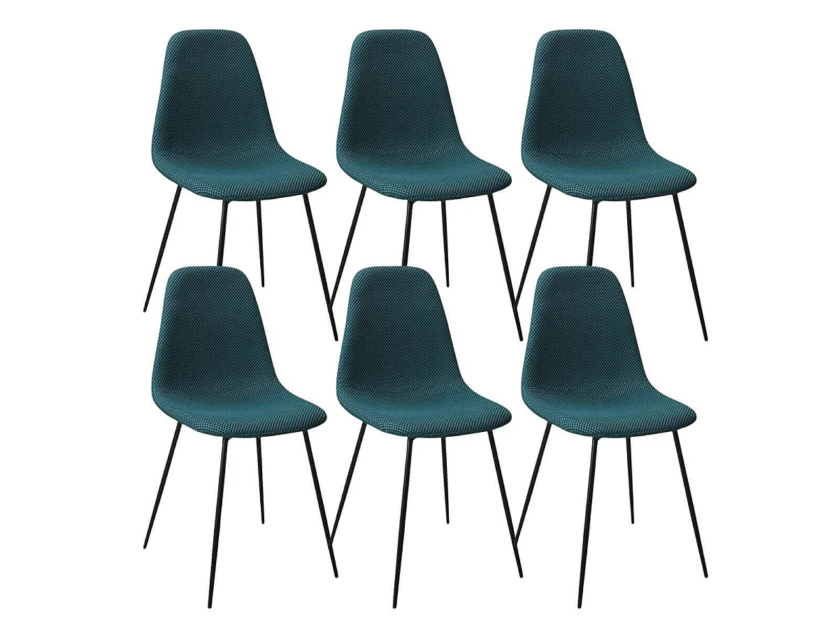Lot de 6 chaises en tissu texturé maille 3D bleu - ELECTRON