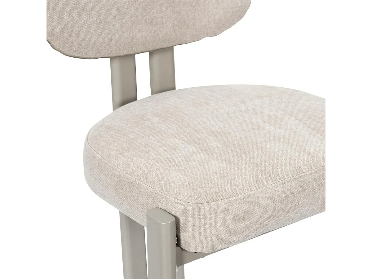 Lot de 2 chaises assise et dossier rembourré et tissu toucher doux beige pieds métal design - STUBBY
