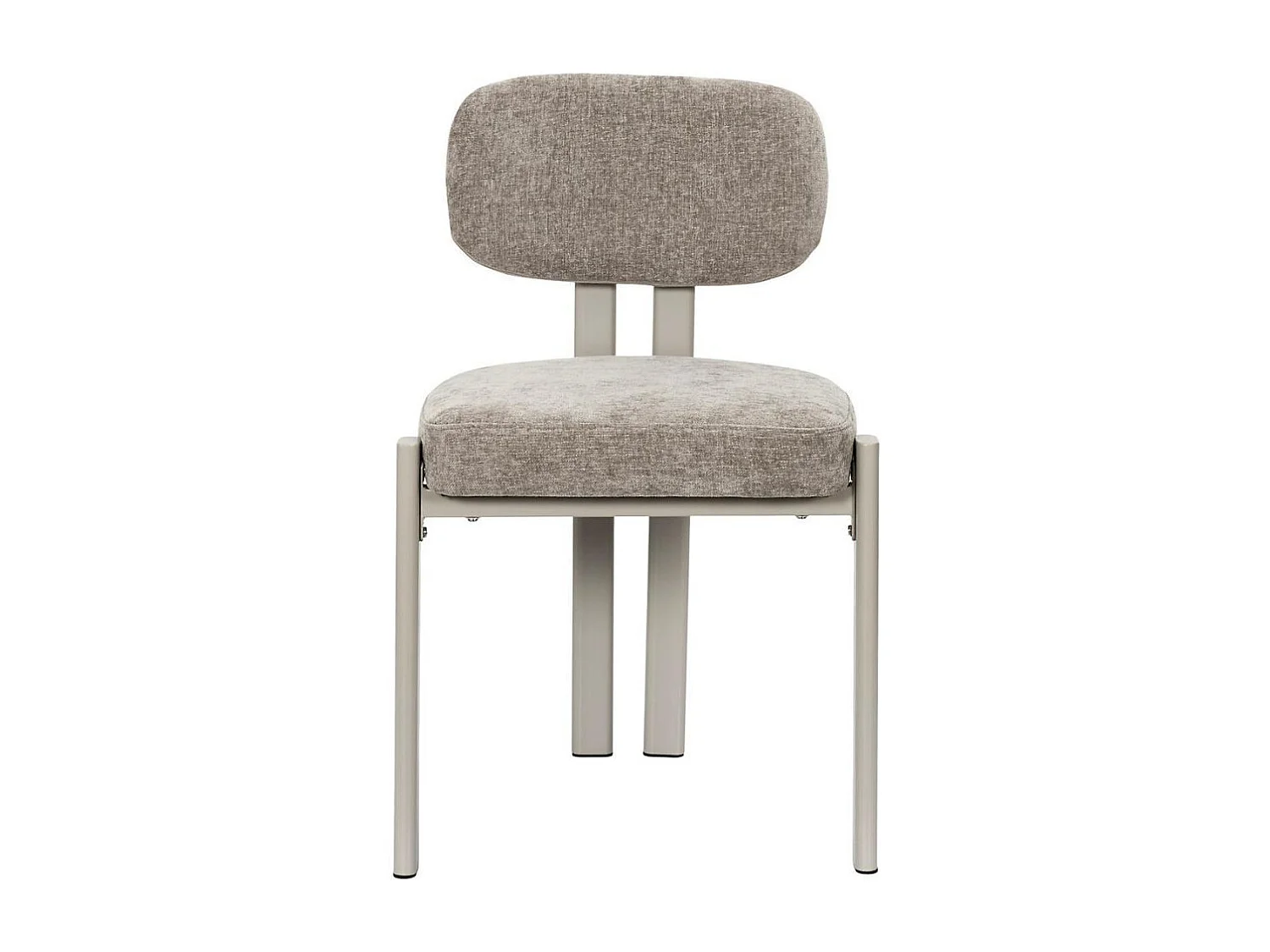 Lot de 4 chaises assise et dossier rembourré et tissu toucher doux taupe pieds métal design - STUBBY