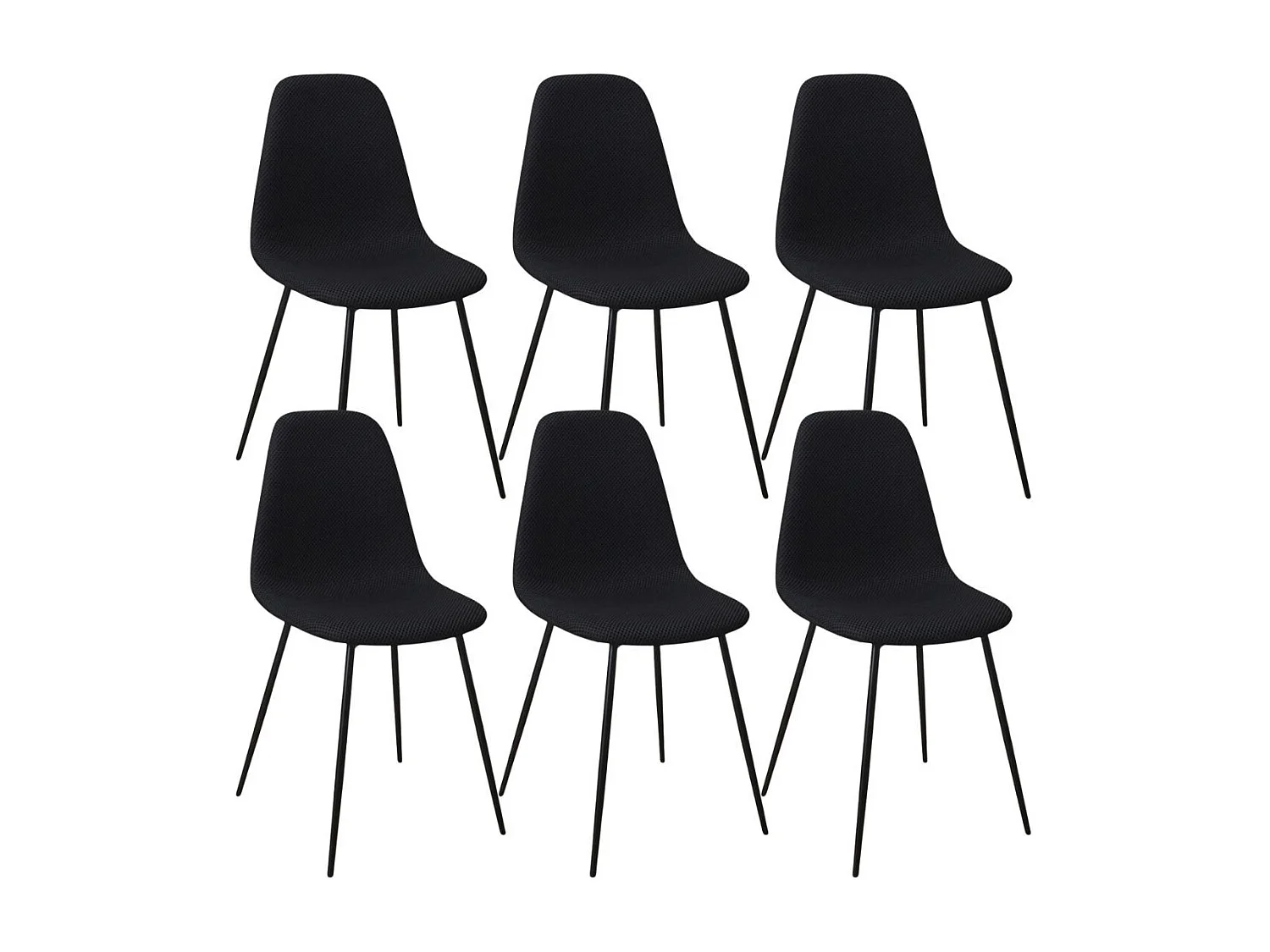 Lot de 6 chaises en tissu texturé maille 3D noir - ELECTRON