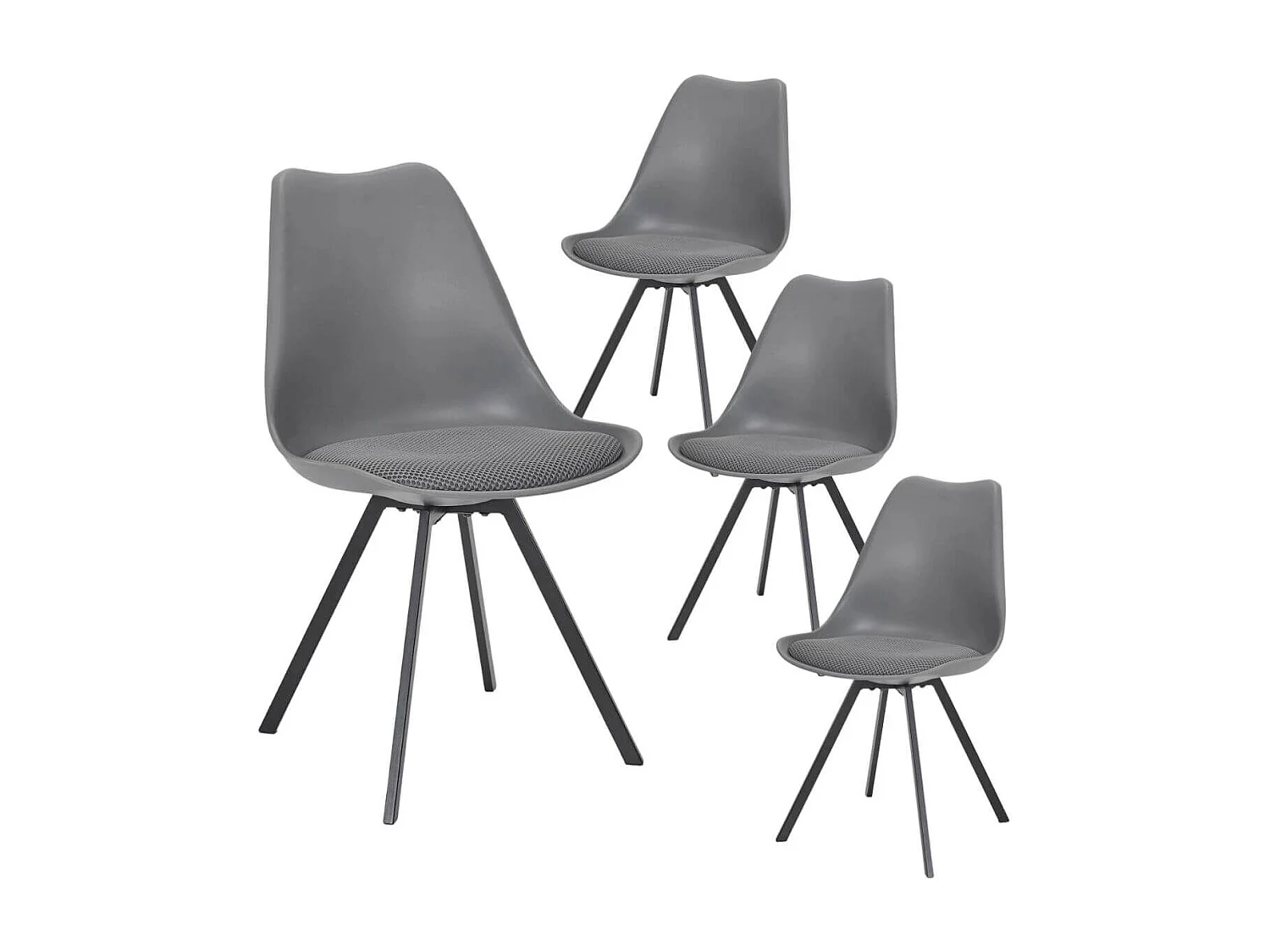 Lot de 4 chaises en tissu texturé maille 3D gris - ELECTRON