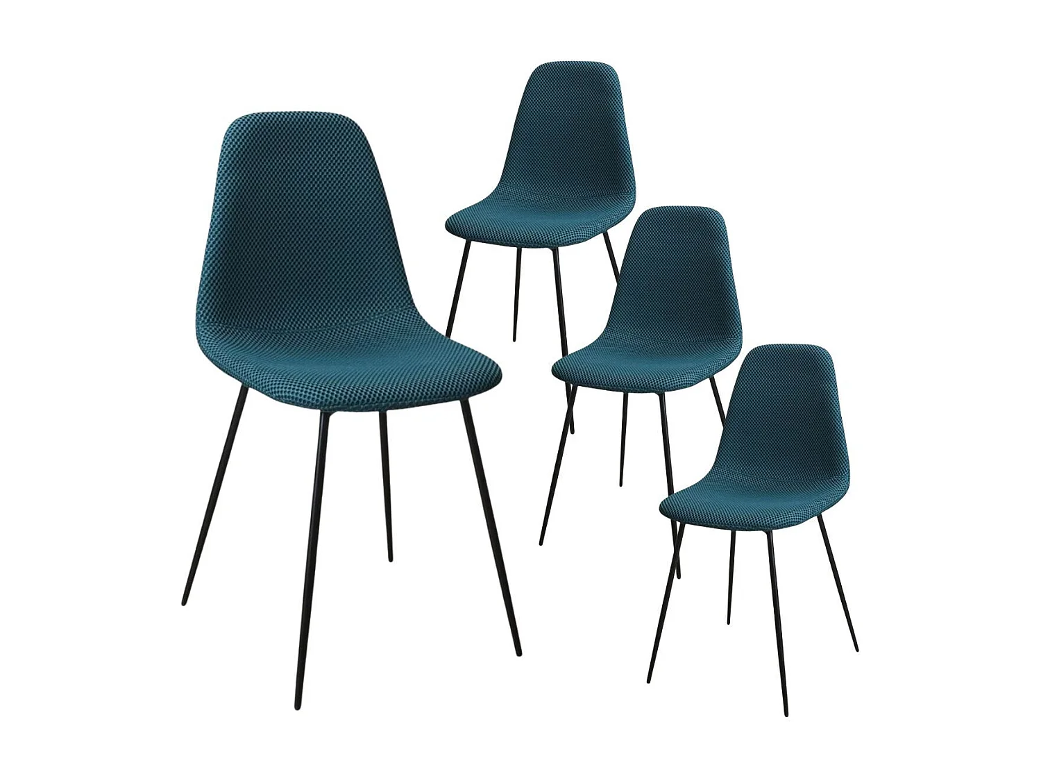 Lot de 4 chaises en tissu texturé maille 3D bleu - ELECTRON