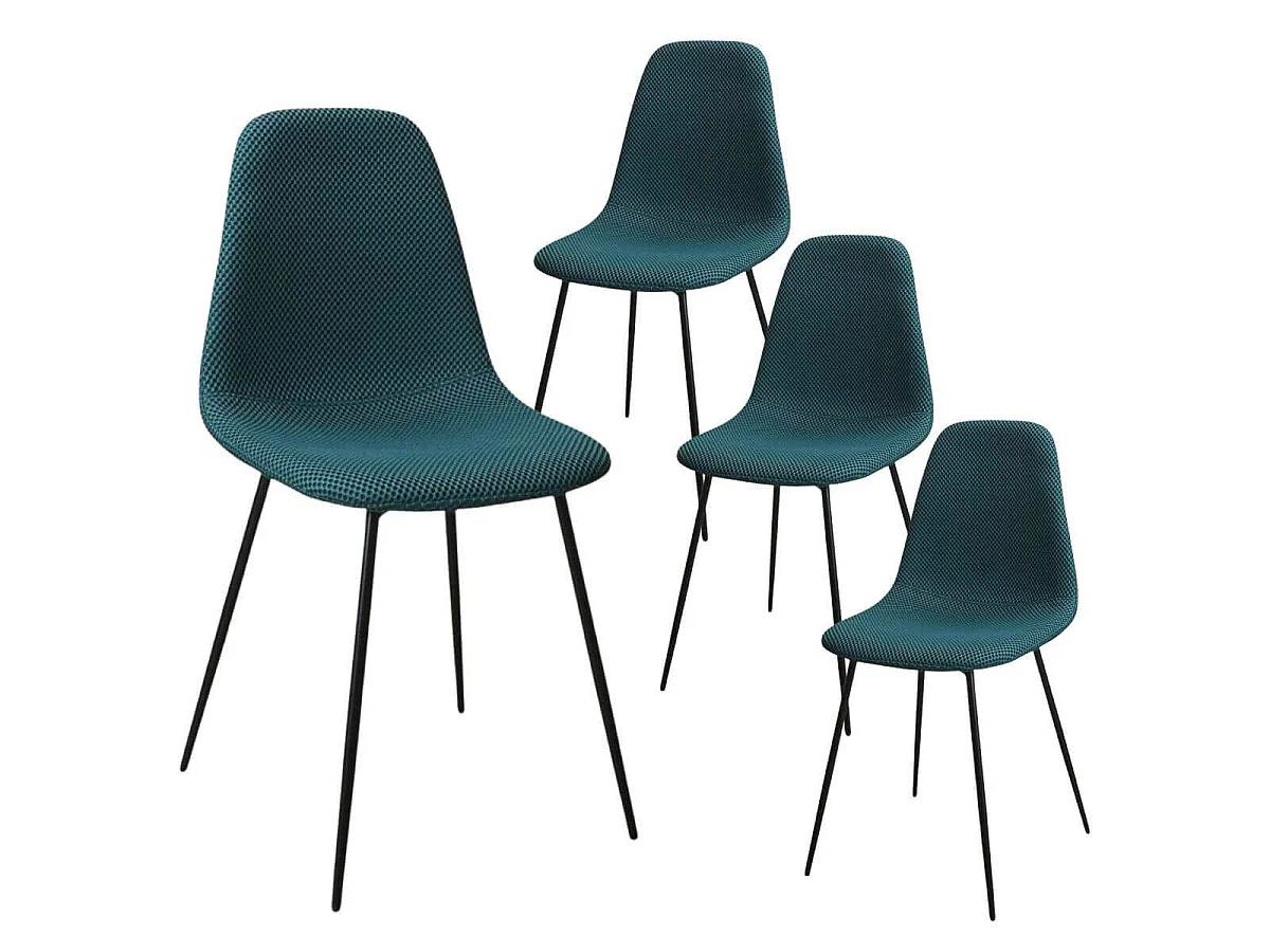 Lot de 4 chaises en tissu texturé maille 3D bleu - ELECTRON
