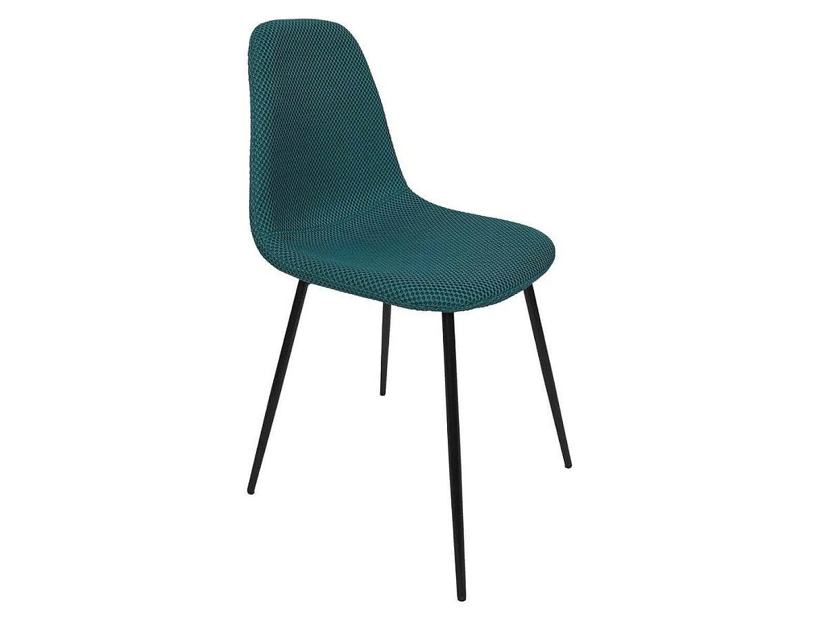 Lot de 4 chaises en tissu texturé maille 3D bleu - ELECTRON