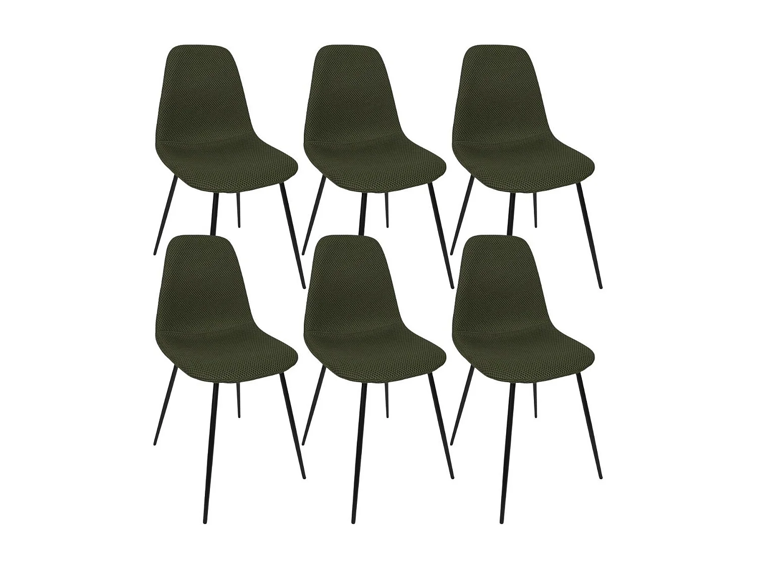 Lot de 6 chaises en tissu texturé maille 3D kaki - ELECTRON
