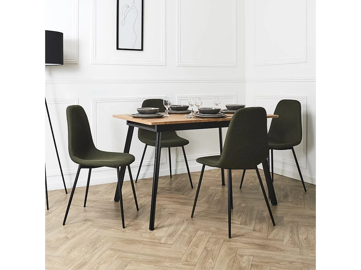 Lot de 6 chaises en tissu texturé maille 3D kaki - ELECTRON