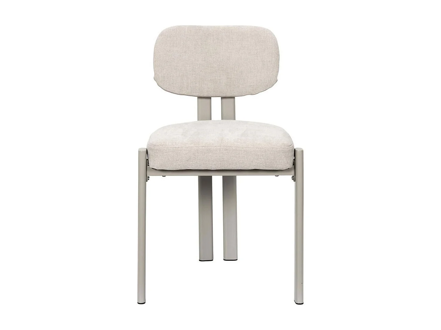 Lot de 6 chaises assise et dossier rembourré et tissu toucher doux beige pieds métal design - STUBBY