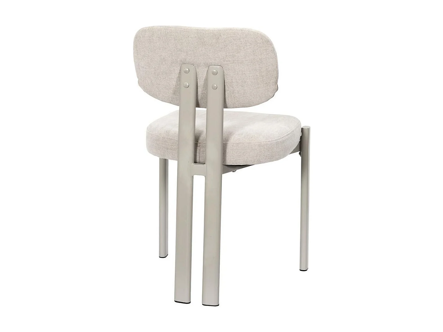 Lot de 6 chaises assise et dossier rembourré et tissu toucher doux beige pieds métal design - STUBBY