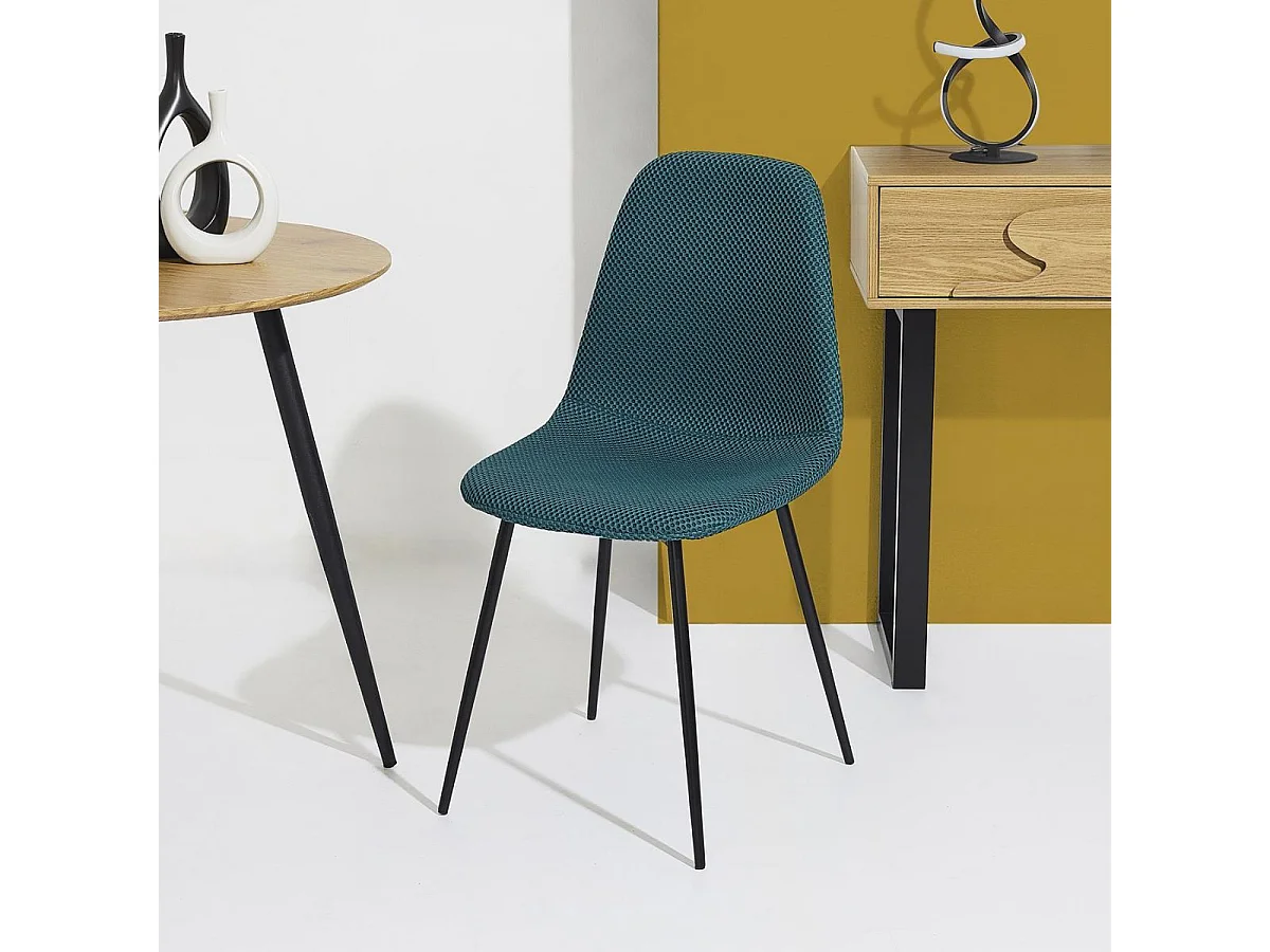 Lot de 2 chaises en tissu texturé maille 3D bleu - ELECTRON