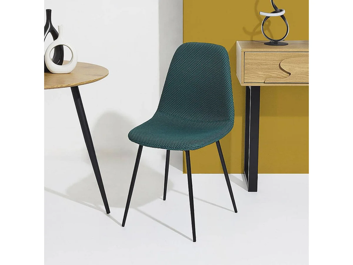 Lot de 2 chaises en tissu texturé maille 3D bleu - ELECTRON