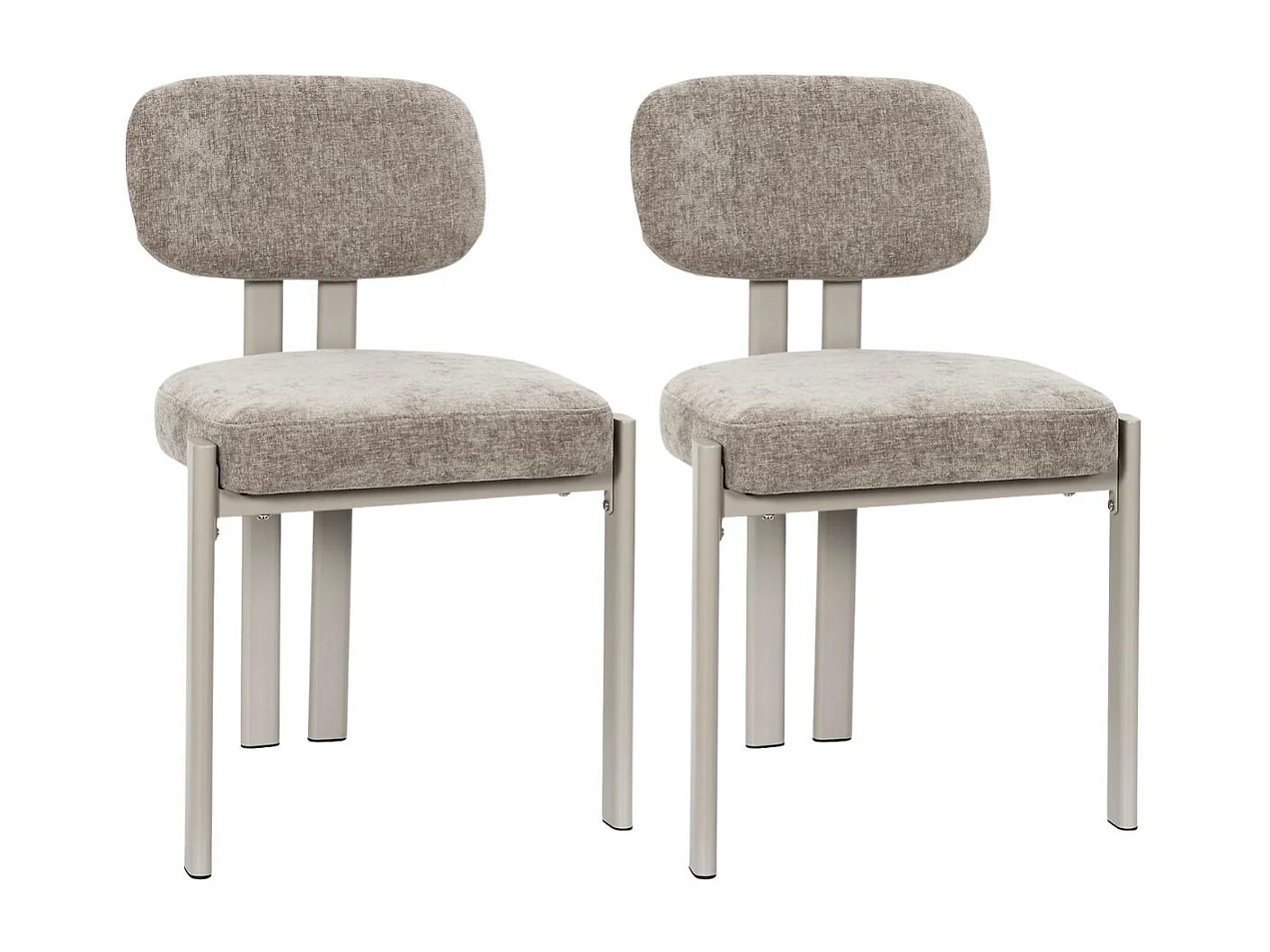 Lot de 2 chaises assise et dossier rembourré et tissu toucher doux taupe pieds métal design - STUBBY