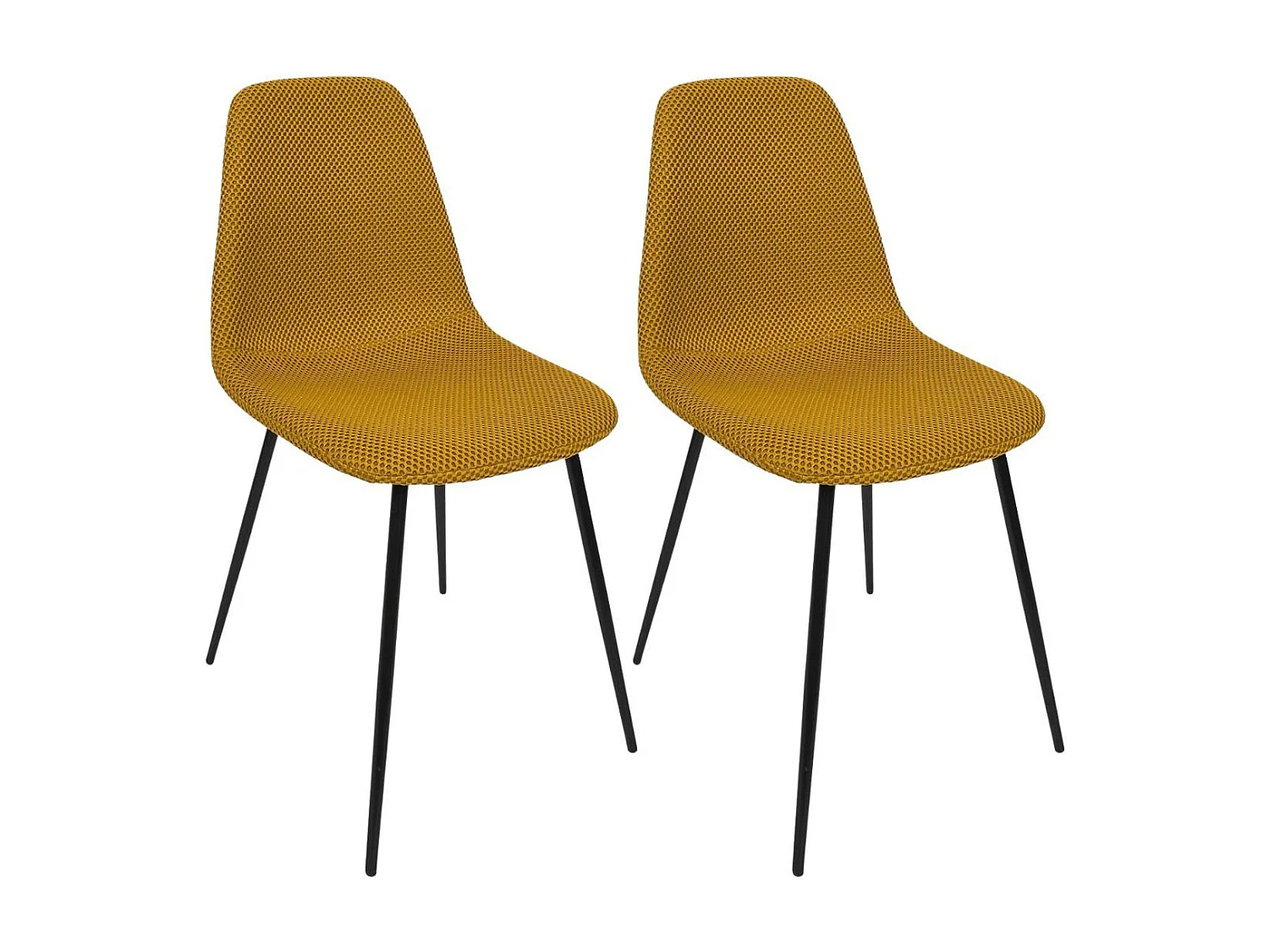 Lot de 2 chaises en tissu texturé maille 3D jaune - ELECTRON