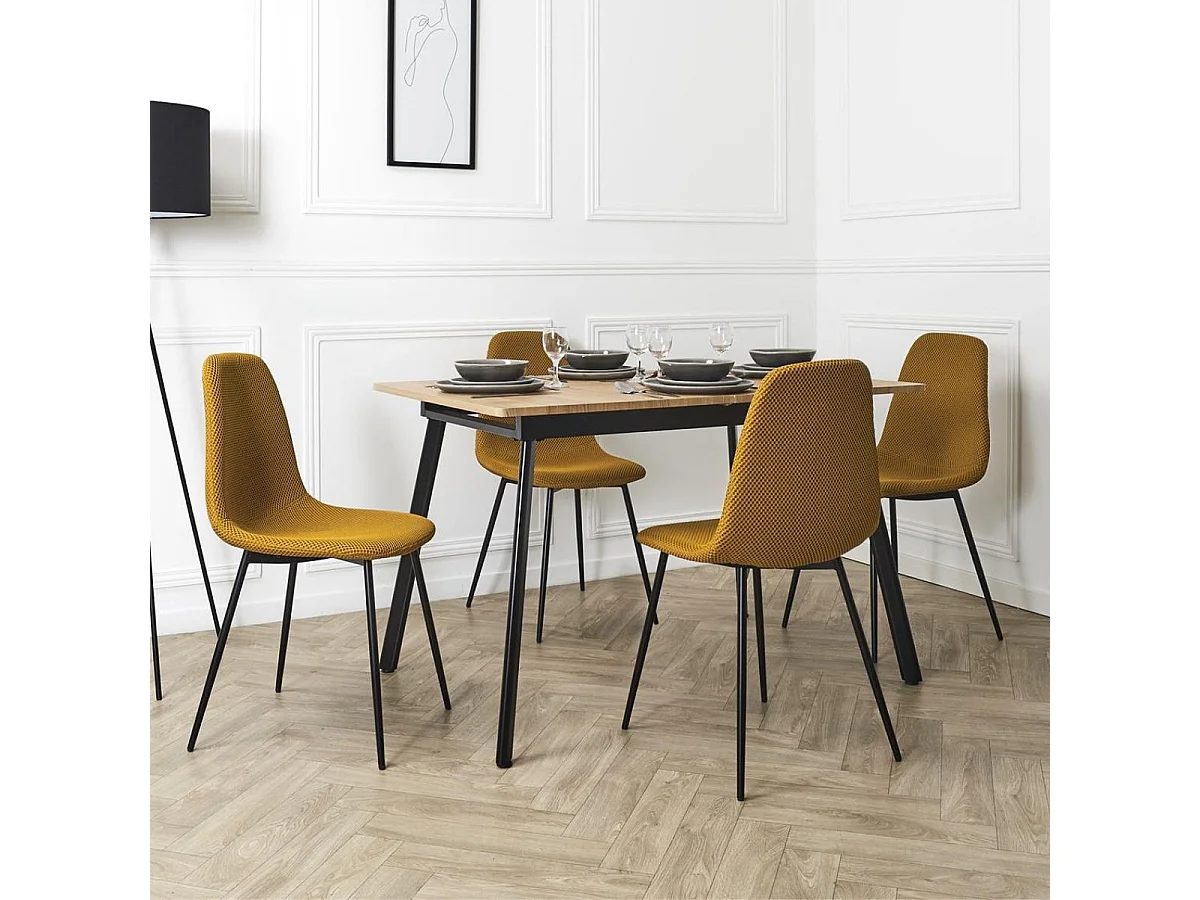 Lot de 2 chaises en tissu texturé maille 3D jaune - ELECTRON