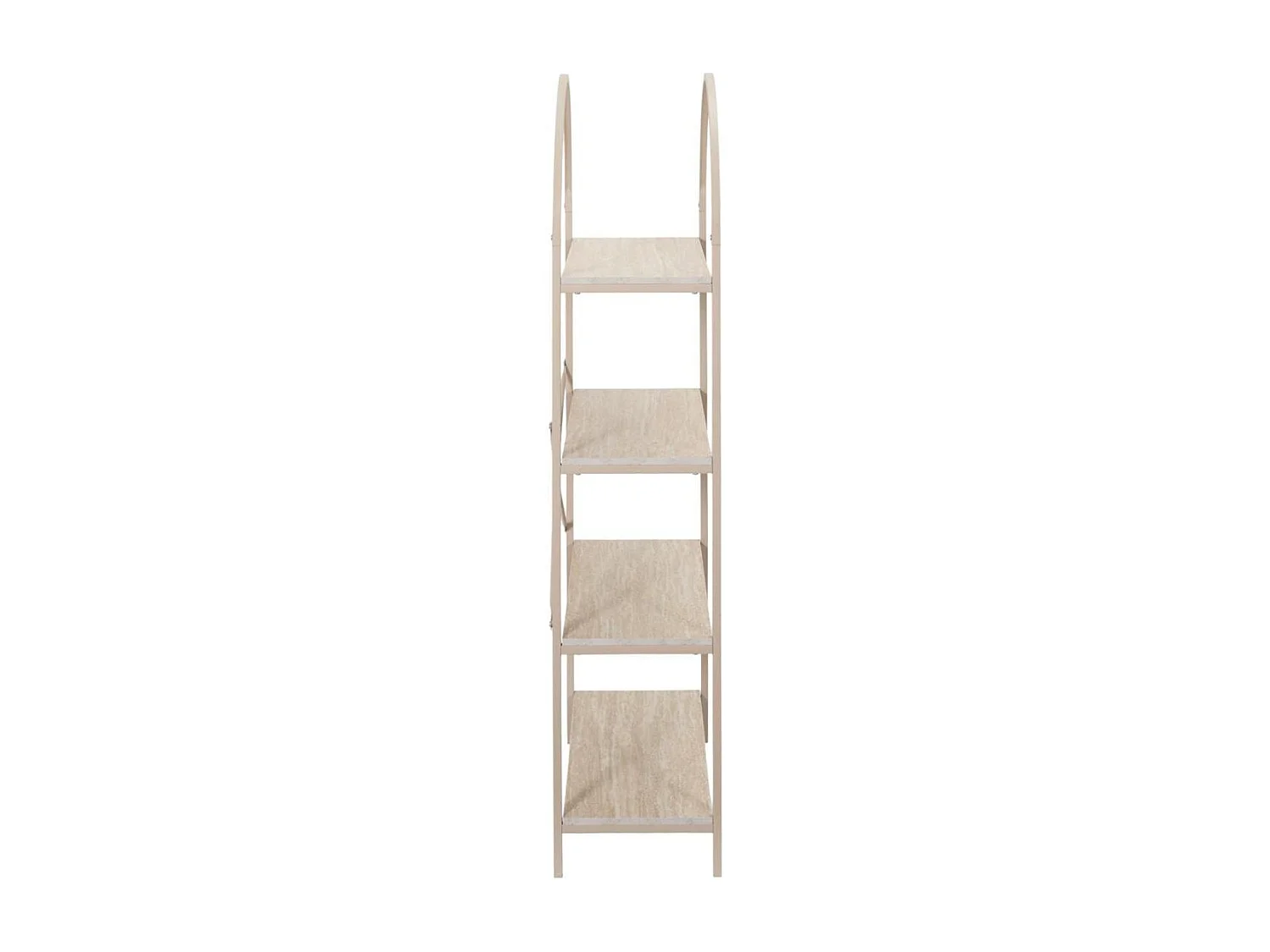 Etagère design arche 4 niveaux en métal laqué beige plateaux MDF aspect pierre naturelle - SHANON
