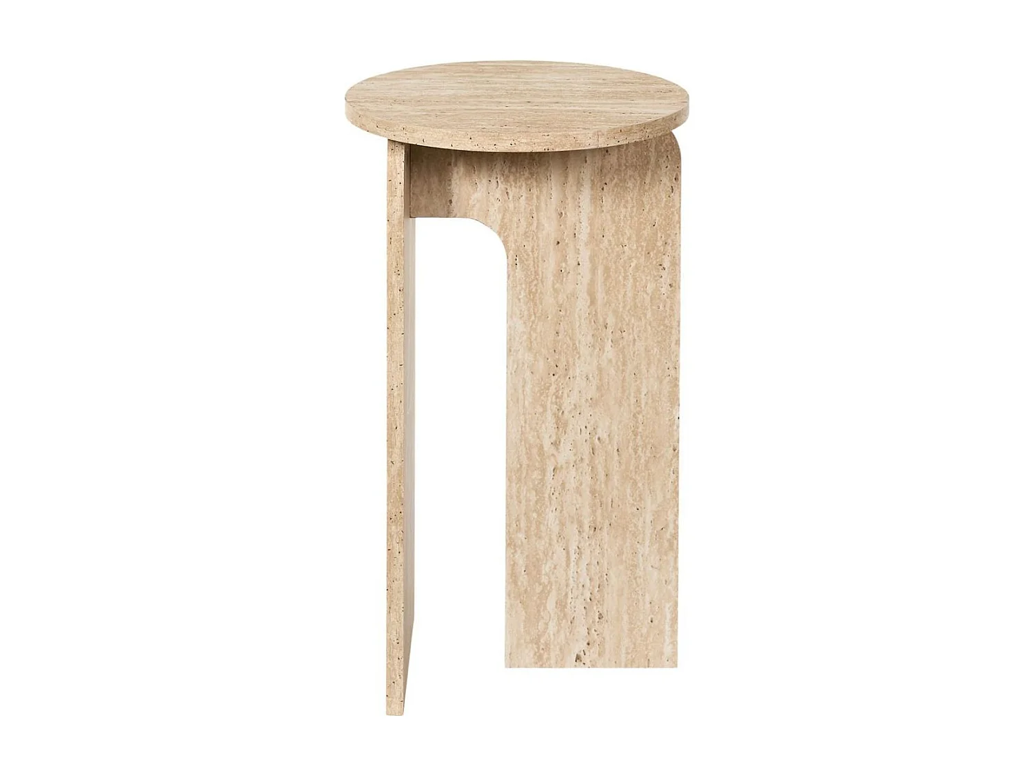 Table d'appoint Ø30cm plateau et piétements en MDF aspect travertin - VERTINA