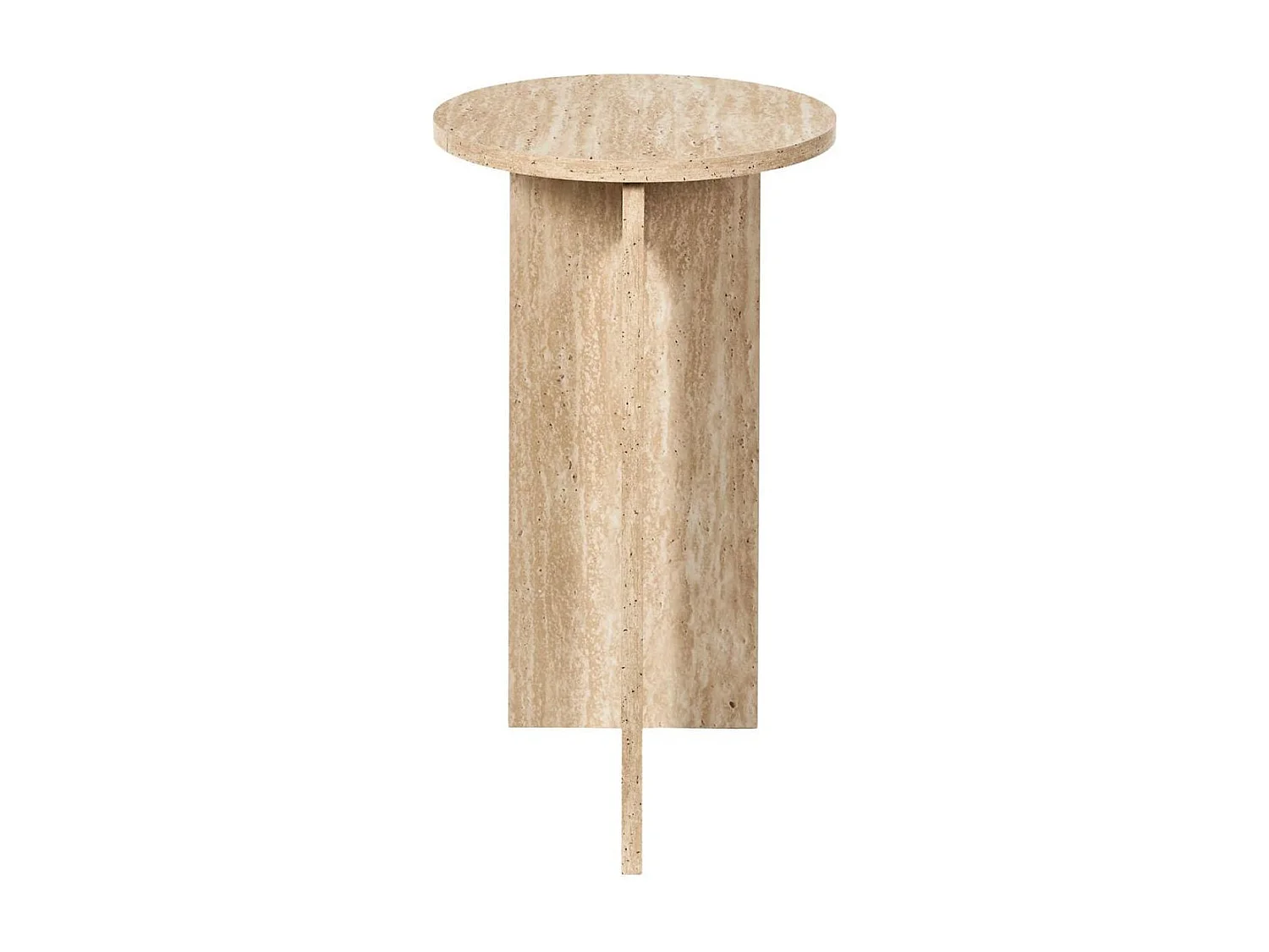 Table d'appoint Ø30cm plateau et piétements en MDF aspect travertin - VERTINA