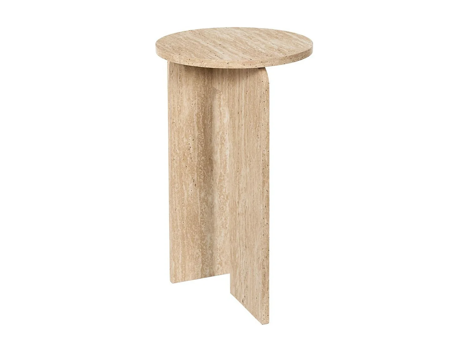 Table d'appoint Ø30cm plateau et piétements en MDF aspect travertin - VERTINA