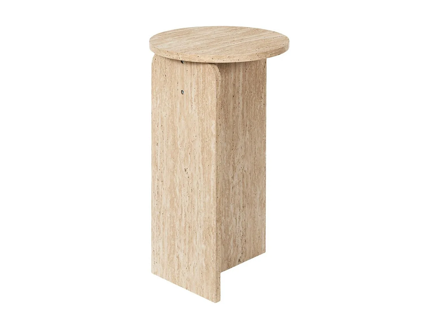 Table d'appoint Ø30cm plateau et piétements en MDF aspect travertin - VERTINA