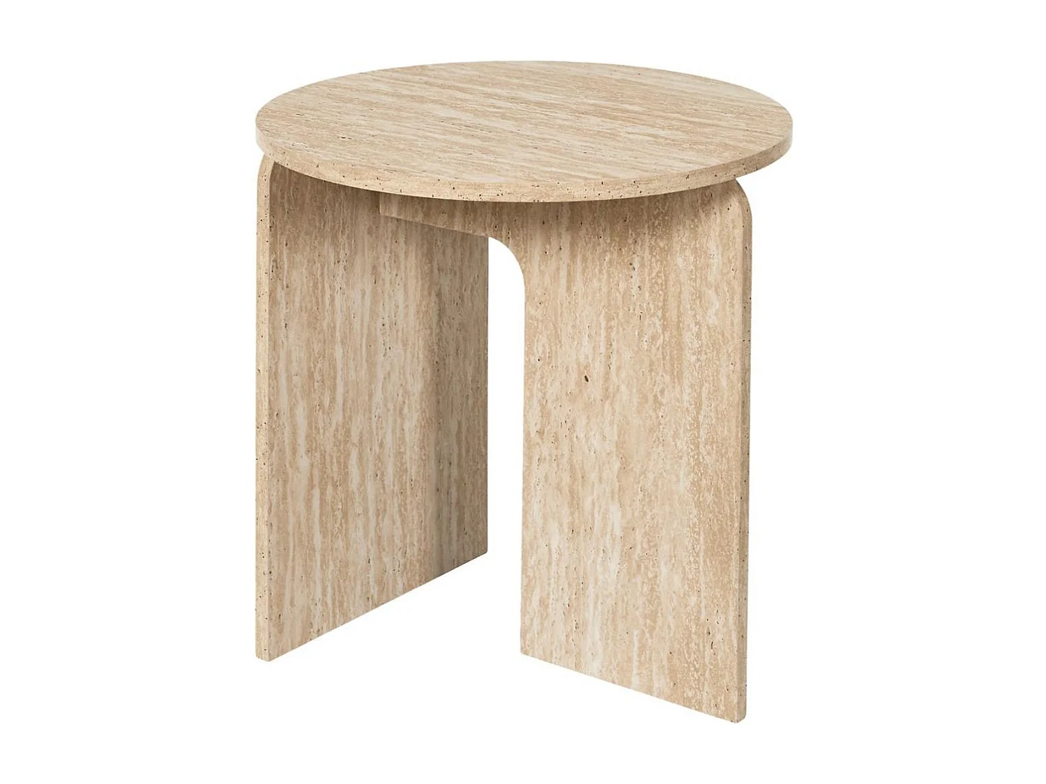Table d'appoint Ø45cm plateau et piétements en MDF aspect travertin - VERTINA