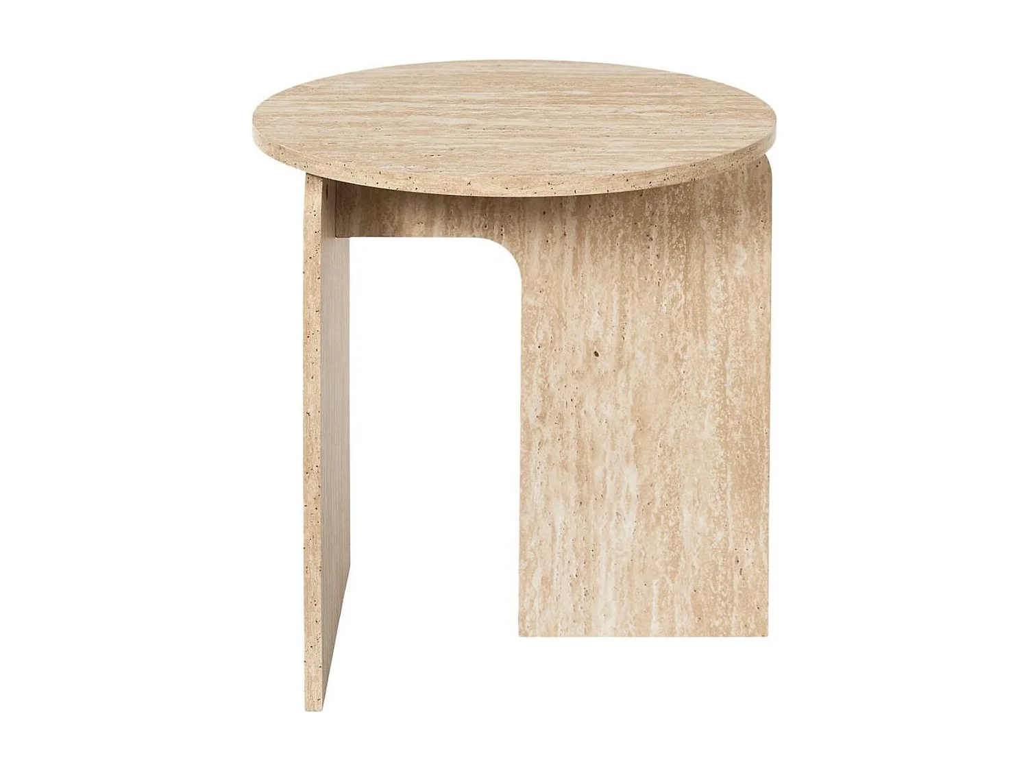 Table d'appoint Ø45cm plateau et piétements en MDF aspect travertin - VERTINA
