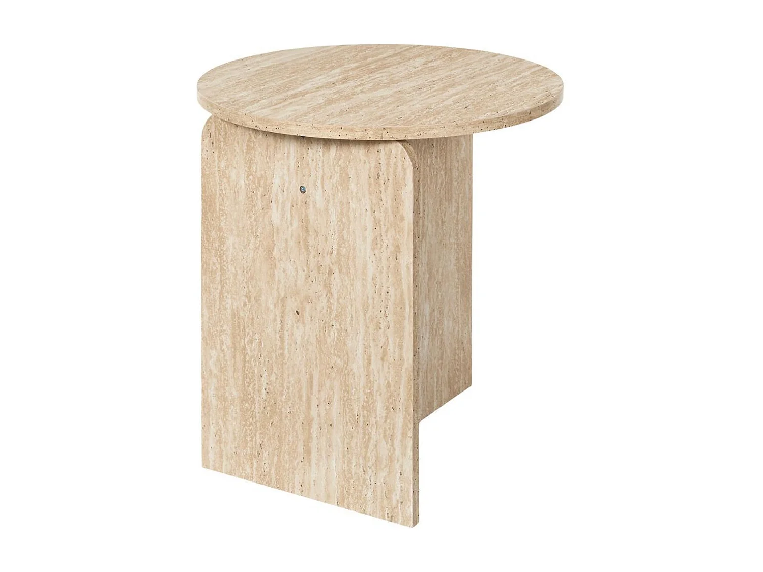 Table d'appoint Ø45cm plateau et piétements en MDF aspect travertin - VERTINA