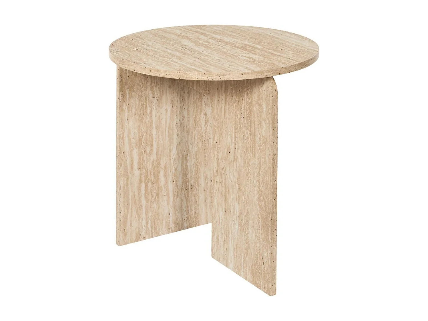 Table d'appoint Ø45cm plateau et piétements en MDF aspect travertin - VERTINA