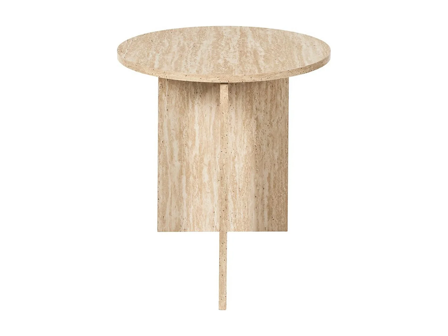 Table d'appoint Ø45cm plateau et piétements en MDF aspect travertin - VERTINA