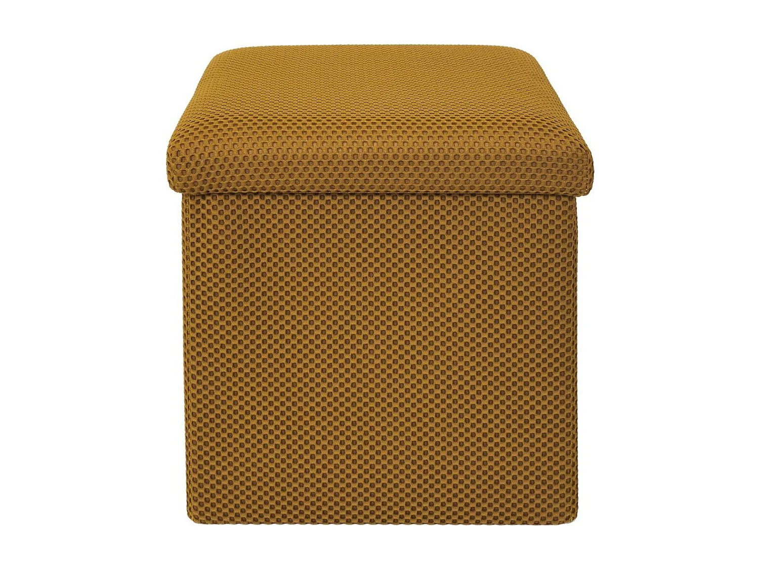 Pouf coffre carré pliable en tissu texturé maille 3D jaune - ELECTRON
