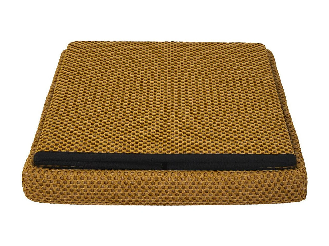 Pouf coffre carré pliable en tissu texturé maille 3D jaune - ELECTRON