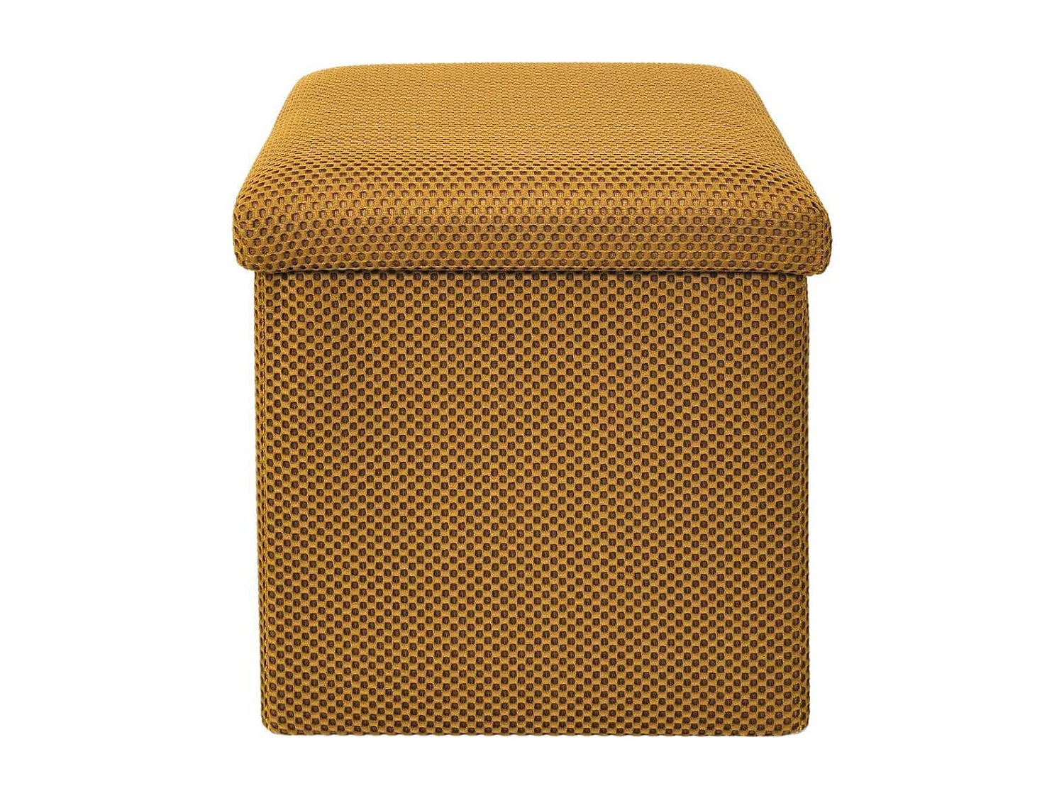 Pouf coffre carré pliable en tissu texturé maille 3D jaune - ELECTRON