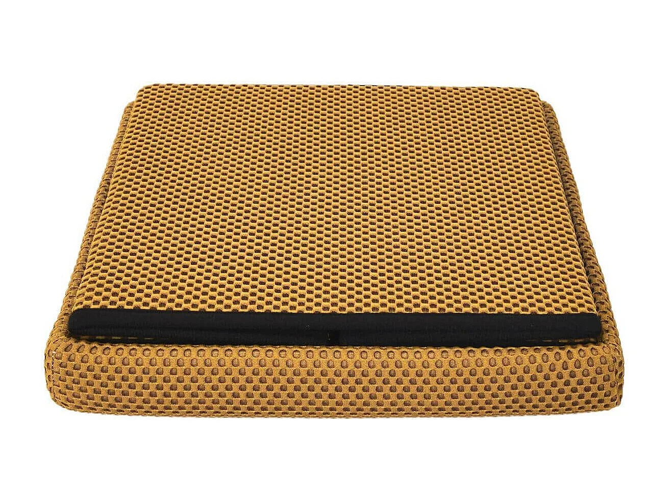 Pouf coffre carré pliable en tissu texturé maille 3D jaune - ELECTRON