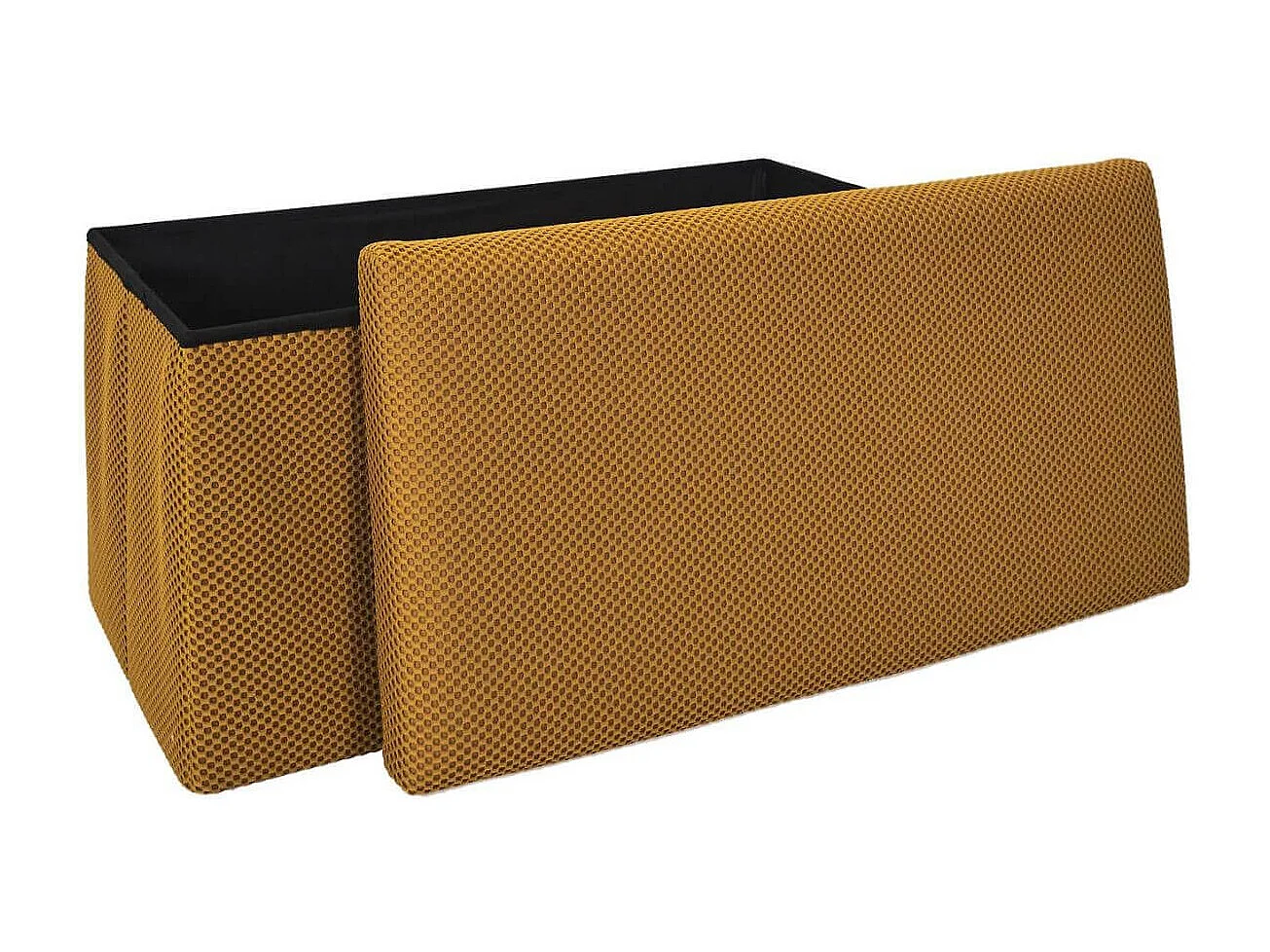 Banc coffre pliable en tissu texturé maille 3D jaune - ELECTRON