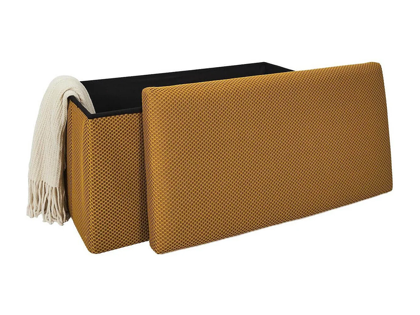 Banc coffre pliable en tissu texturé maille 3D jaune - ELECTRON