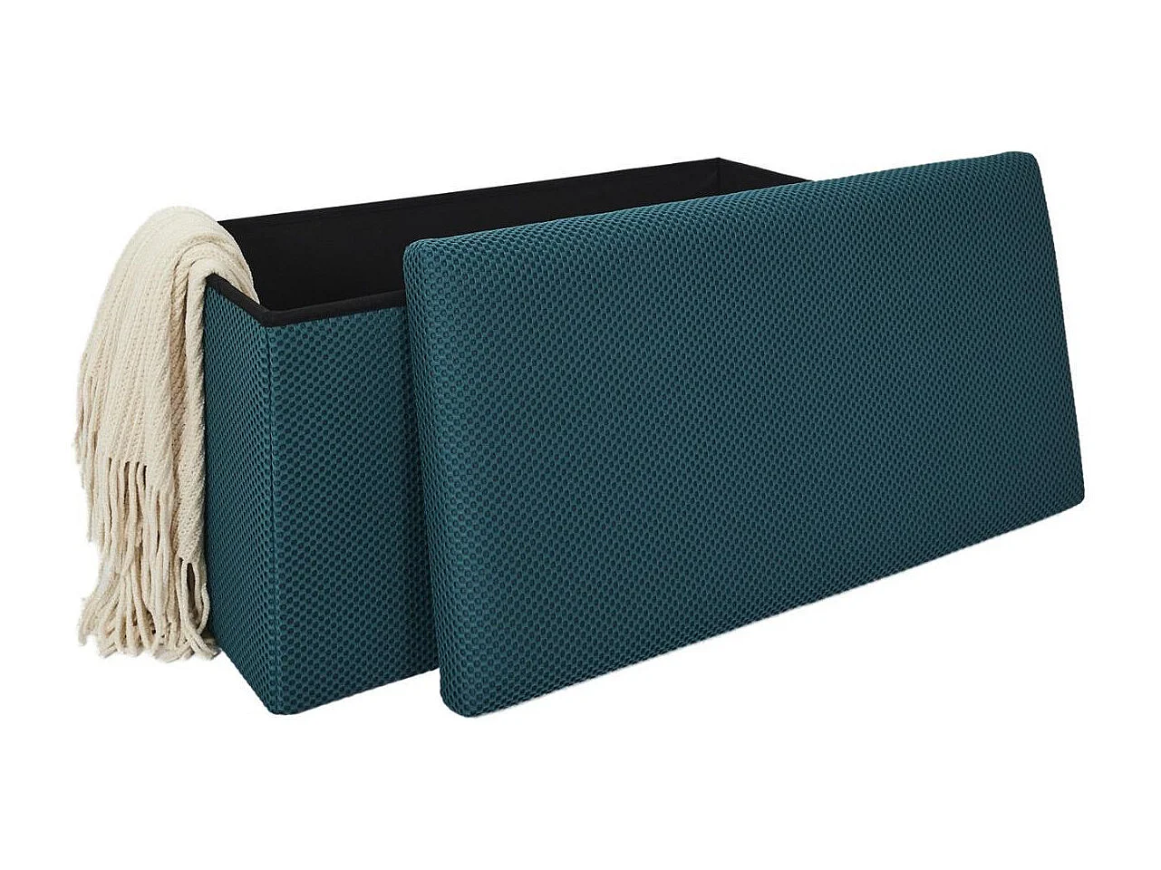 Banc coffre pliable en tissu texturé maille 3D bleu - ELECTRON