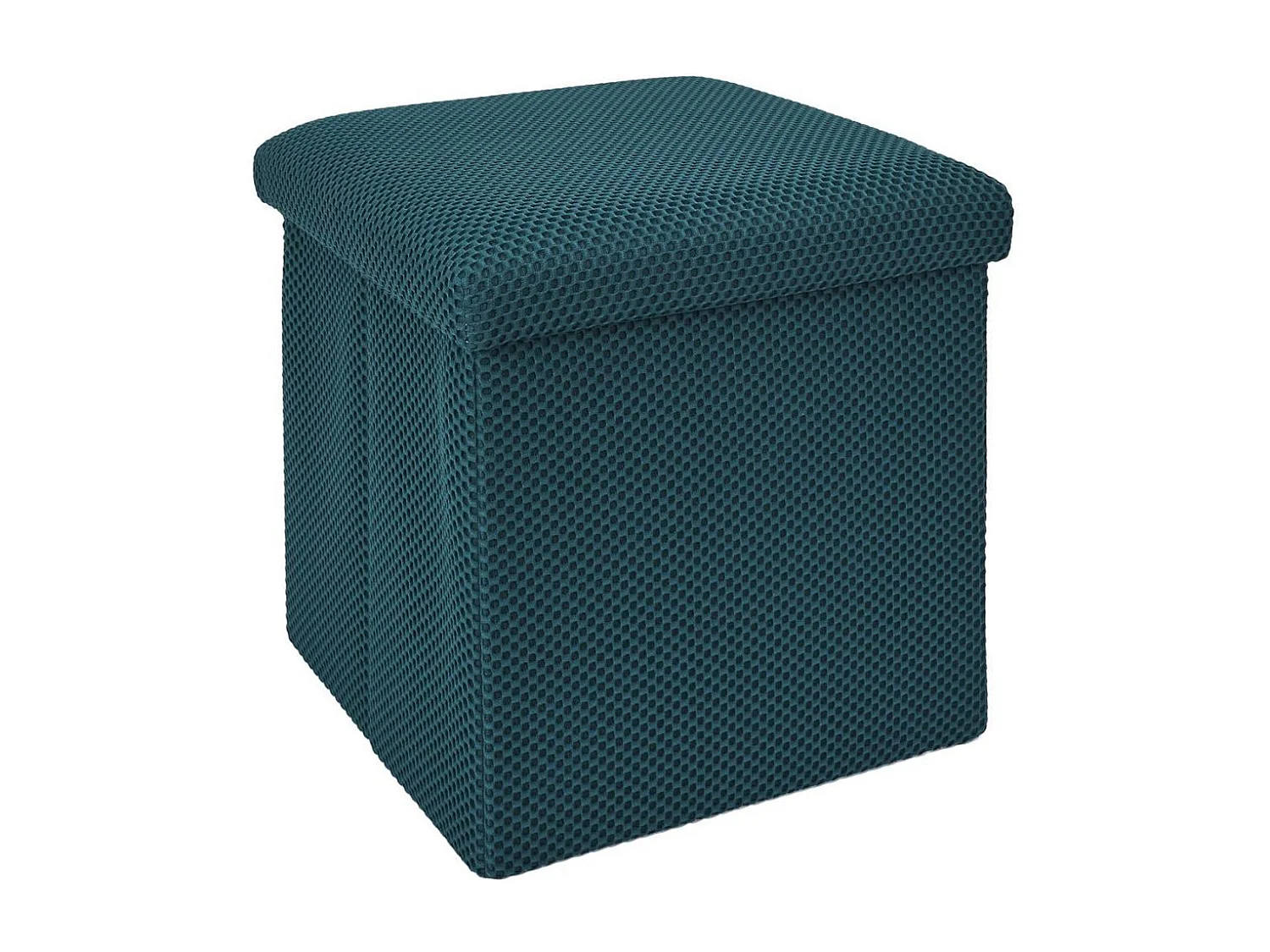 Pouf coffre carré pliable en tissu texturé maille 3D bleu - ELECTRON