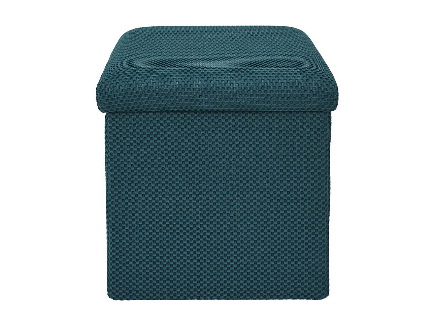 Pouf coffre carré pliable en tissu texturé maille 3D bleu - ELECTRON