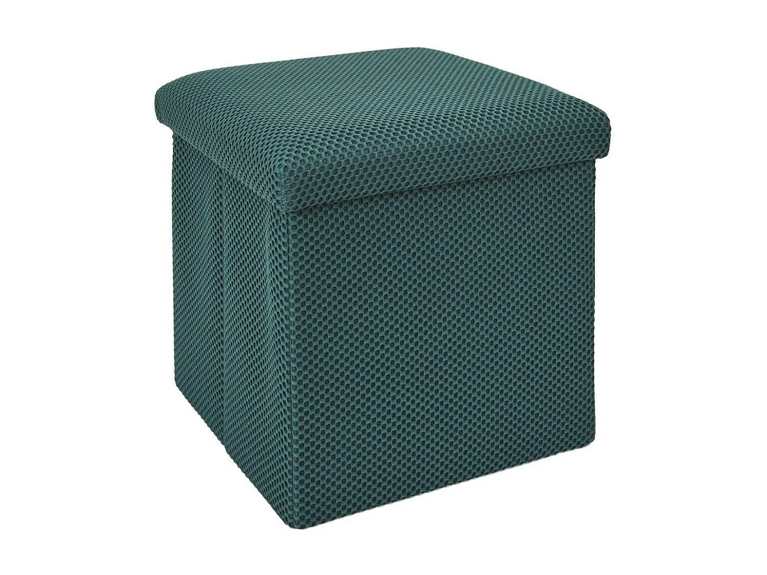 Pouf coffre carré pliable en tissu texturé maille 3D bleu - ELECTRON