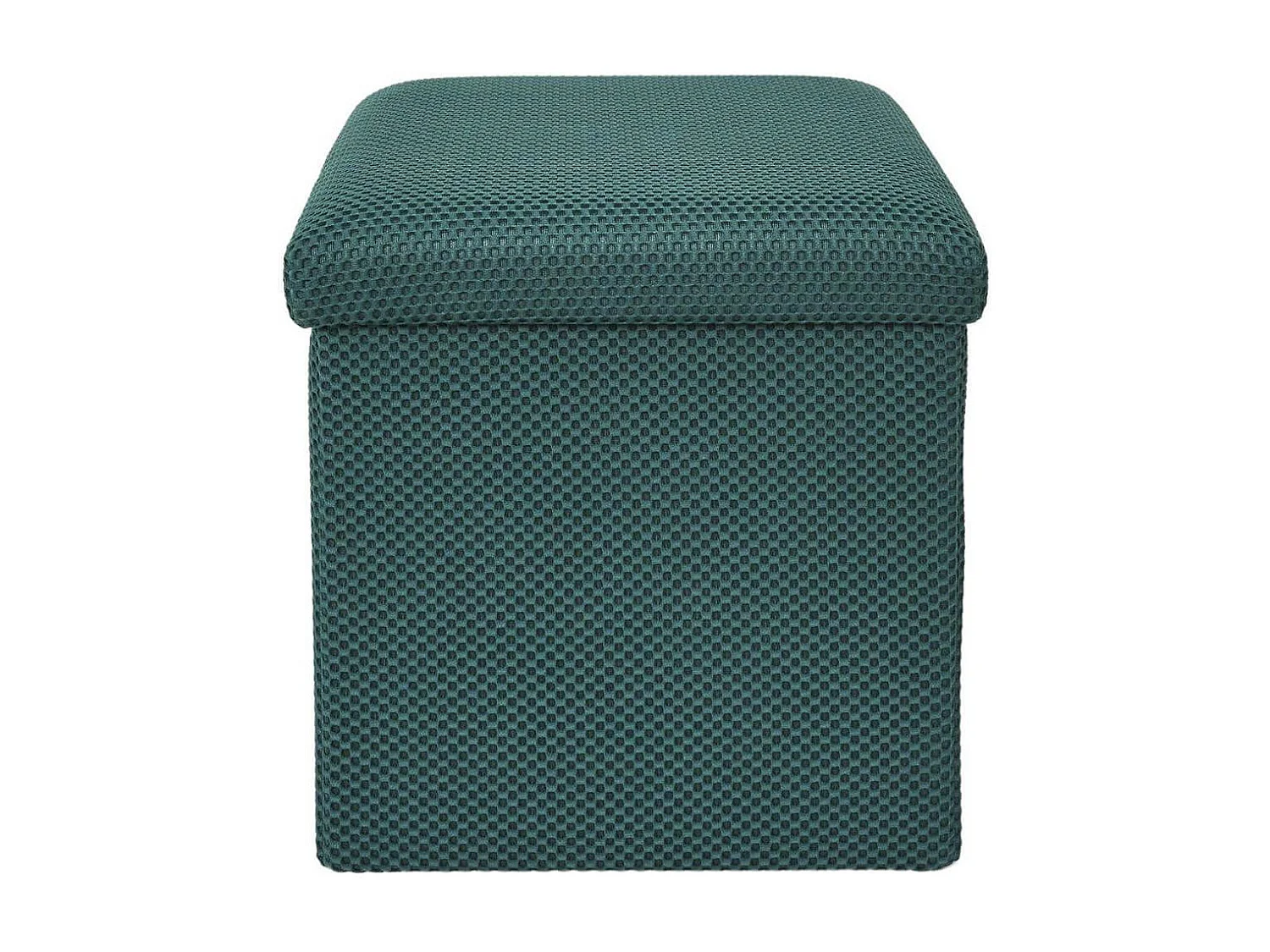 Pouf coffre carré pliable en tissu texturé maille 3D bleu - ELECTRON