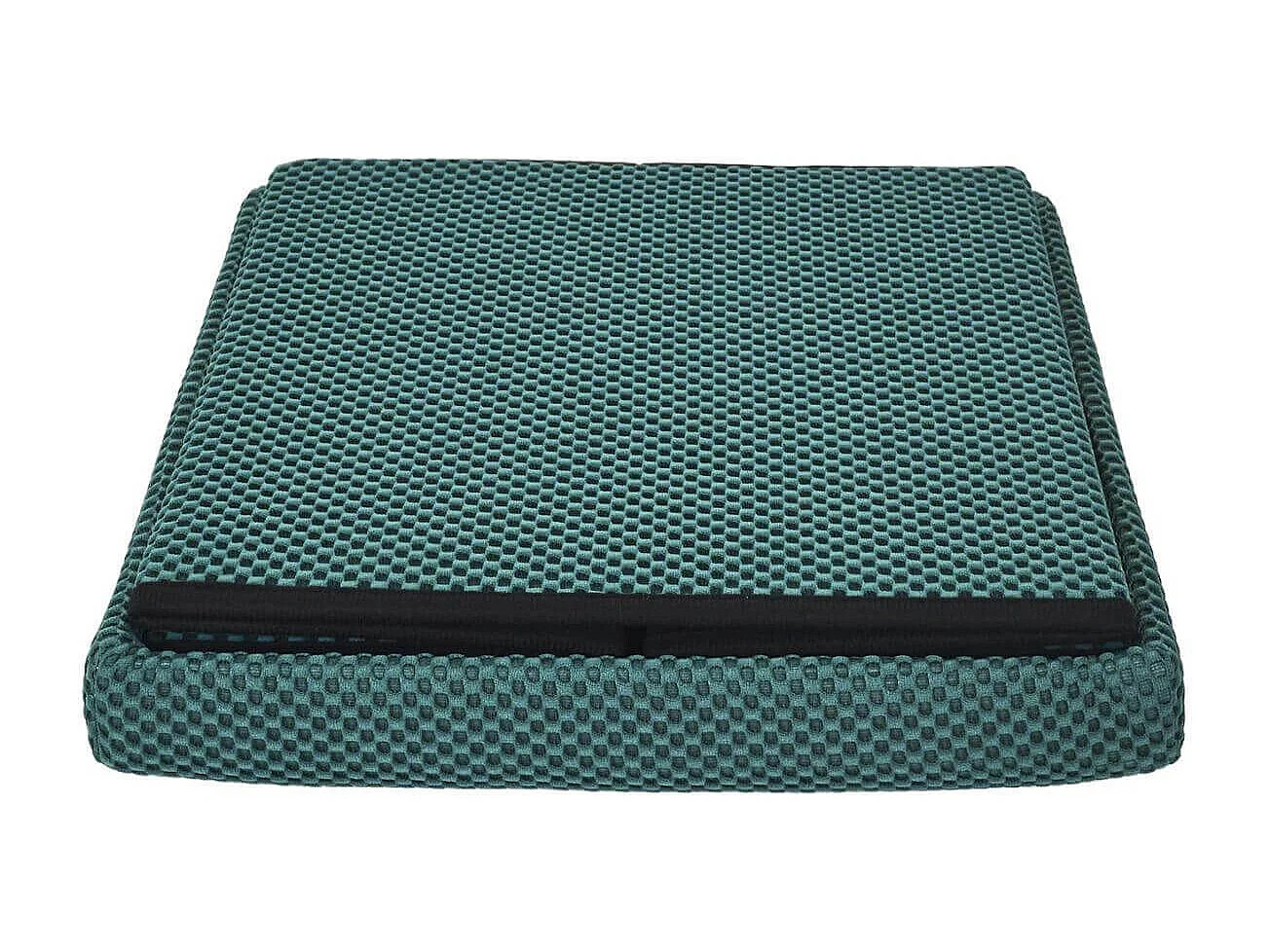 Pouf coffre carré pliable en tissu texturé maille 3D bleu - ELECTRON